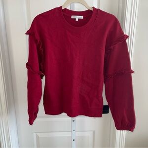 Rebecca Minkoff Red Ruffle Sleeve Sweatshirt Size Small Crewneck Pullover